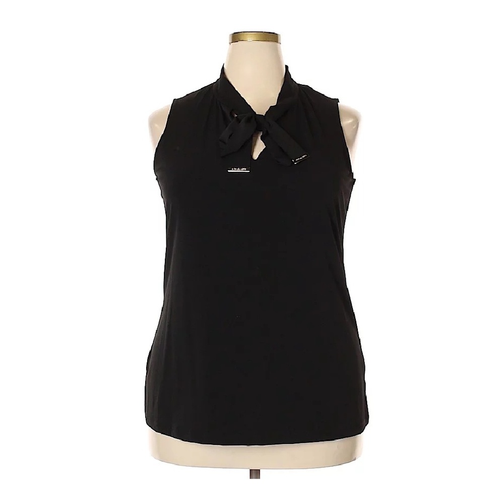 Michael Kors Black Tie Neck Knit Top